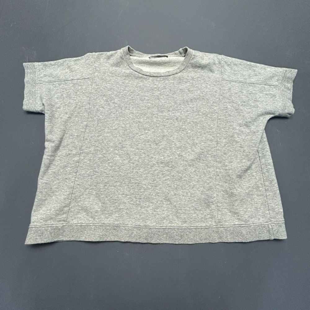 VKOO Women's 2XL Gray Short Sleeve Sweatshirt Cropped Crewneck Casual Top